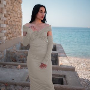 Μάξι φόρεμα με πρόσθετο μανίκι (Mpez)